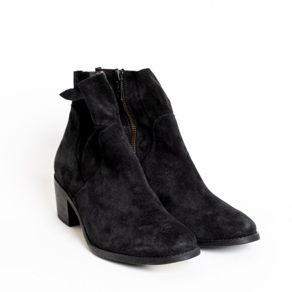 Paul Green Suede Leather Bootie Black Western Nicole Made in Austria - Picture 4 of 16